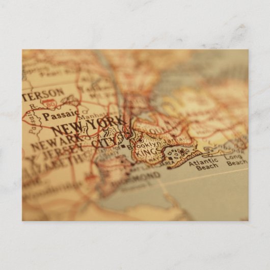 ニューヨークのヴィンテージマップ ポストカード (正面)