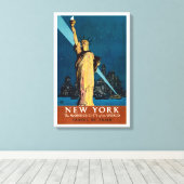 ニューヨークのヴィンテージ旅行ポスター キャンバスプリント (インサイチュ (ウッドフロア))