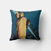 ニューヨークのヴィンテージ旅行ポスター クッション (裏面)