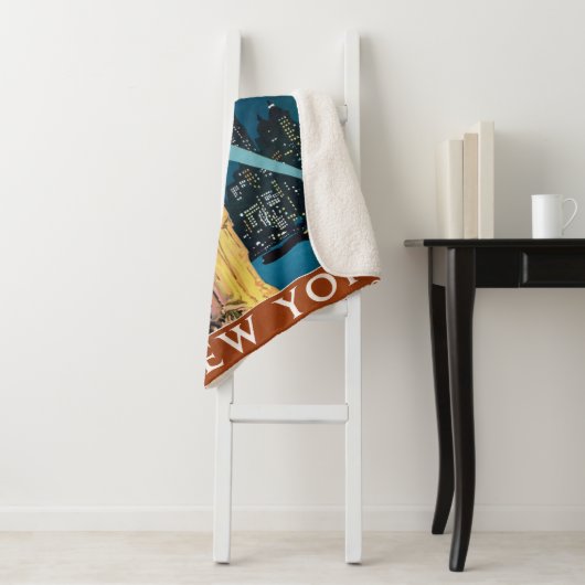 ニューヨークのヴィンテージ旅行ポスター シェルパブランケット (インサイチュ)