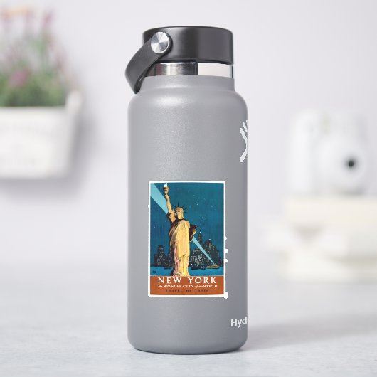 ニューヨークのヴィンテージ旅行ポスター シール (HydroFlask)