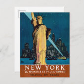 ニューヨークのヴィンテージ旅行ポスター ポストカード (正面/裏面)