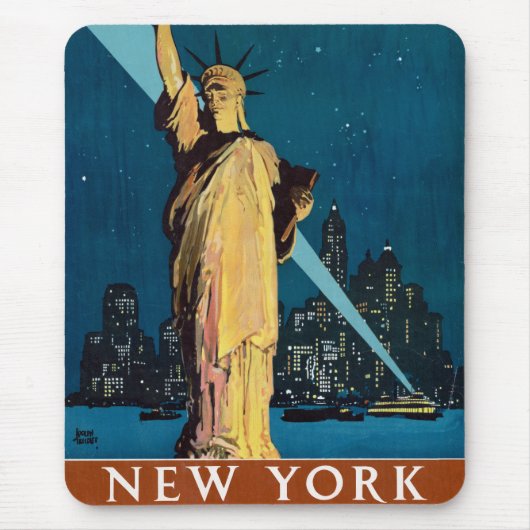 ニューヨークのヴィンテージ旅行ポスター マウスパッド (正面)