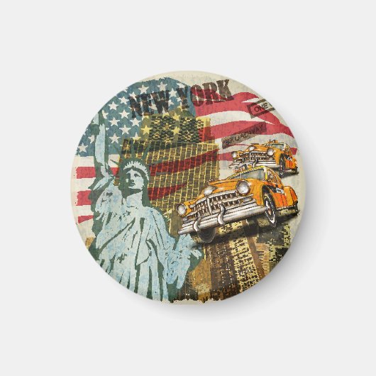 ニューヨークのヴィンテージ旅行ポスター。 マグネット (正面)