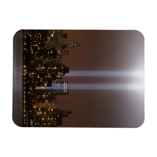 ニューヨークの光の中で世界貿易センターの献上品。 マグネット (横)