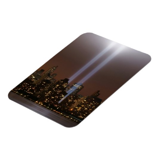 ニューヨークの光の中で世界貿易センターの献上品。 マグネット (左側)