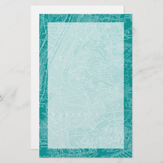 ニューヨークの写実的な地図 便箋 (正面/裏面)