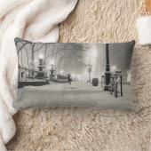 ニューヨークの冬- Snowy夜-ブライアント公園 ランバークッション (ブランケット)