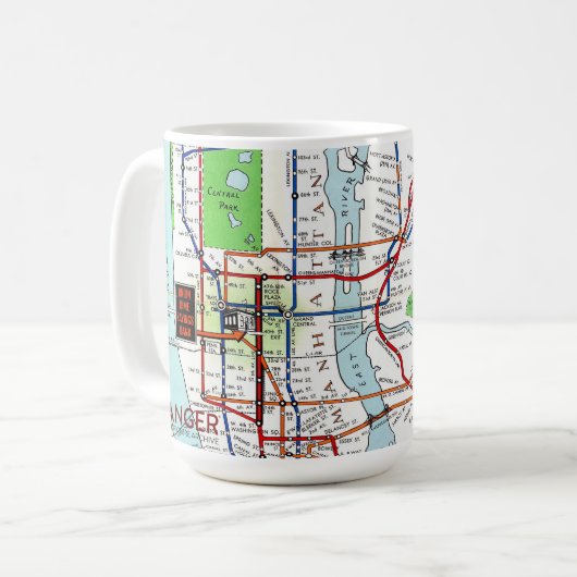 ニューヨークの地下鉄の地図15のozのクラシックで白いマグ コーヒーマグカップ (正面左)