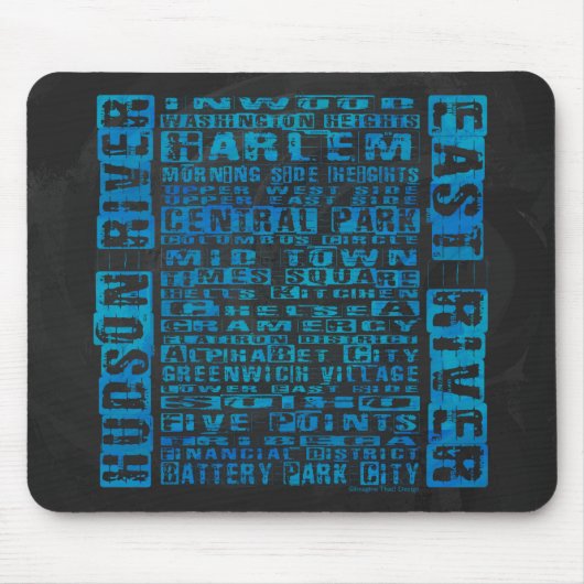 ニューヨークの地区マップ 青 マウスパッド (正面)
