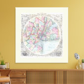 ニューヨークの地図と33マイルのまわりに,1879 キャンバスプリント (インサイチュ (リビング))