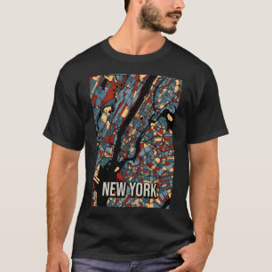 ニューヨークの地図 – アーストカラフルーン抽象芸術Ar Tシャツ