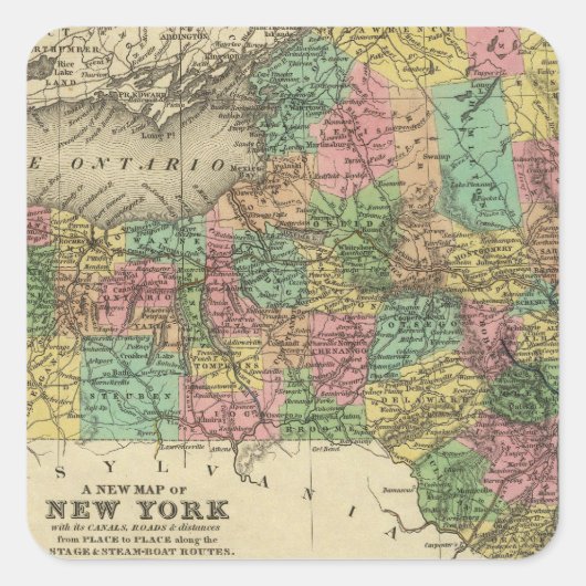 ニューヨークの地図 スクエアシール (正面)