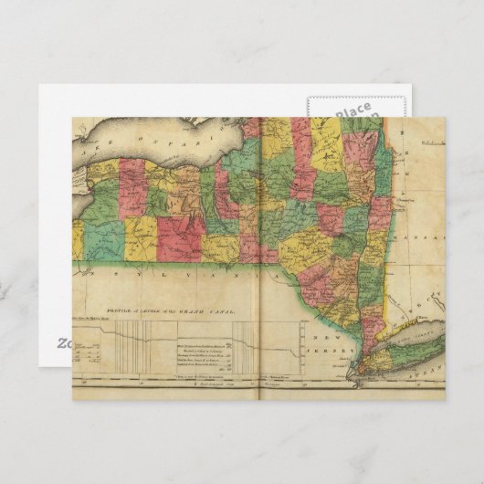 ニューヨークの地図 ポストカード (正面/裏面)