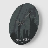ニューヨークの地図 ラージ壁時計 (傾斜)