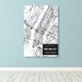 ニューヨークの地図+自分の場所をマーク キャンバスプリント (インサイチュ (ウッドフロア))