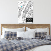 ニューヨークの地図+自分の場所をマーク キャンバスプリント (インサイチュ (寝室))