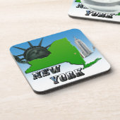 ニューヨークの地図、自由の女神、記念碑 コースター (左側)
