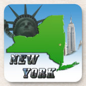 ニューヨークの地図、自由の女神、記念碑 コースター (正面)