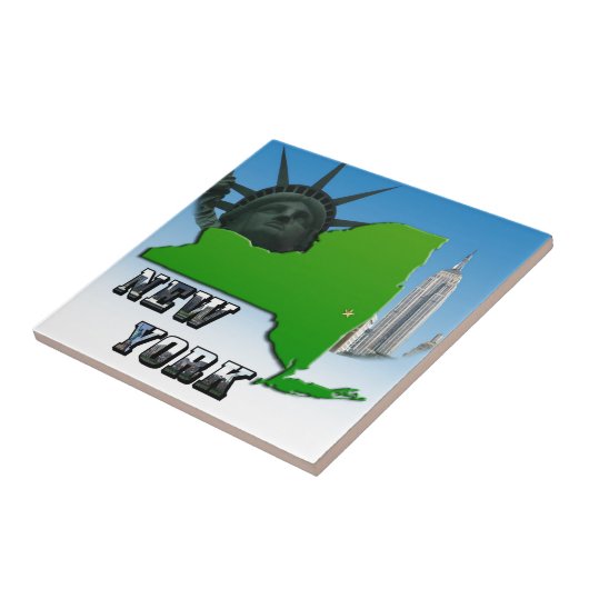 ニューヨークの地図、自由の女神、記念碑 タイル (側面)