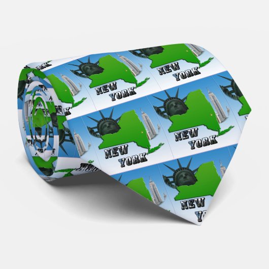 ニューヨークの地図、自由の女神、記念碑 ネクタイ (ロール)