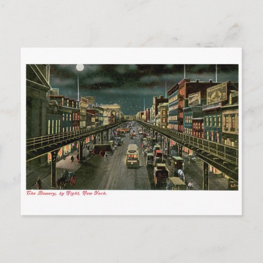 ニューヨークの夜までに通じる通りヴィンテージ ポストカード (正面)