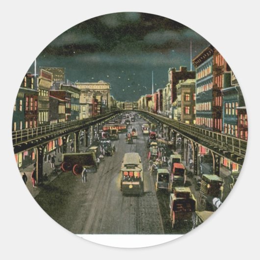 ニューヨークの夜までに通じる通りヴィンテージ ラウンドシール (正面)