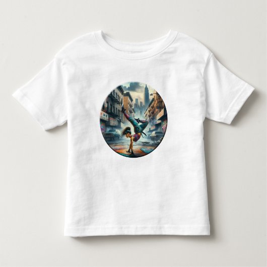 ニューヨークの女性ブレイクダンサー - アーバンBガールアート トドラーTシャツ (正面)