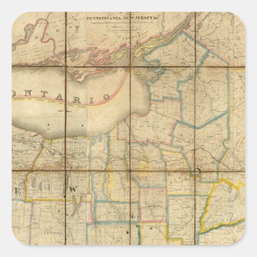 ニューヨークの州の地図 スクエアシール (正面)