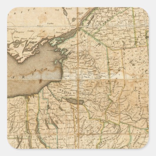 ニューヨークの州の地図 スクエアシール (正面)