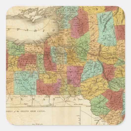 ニューヨークの州の地図 スクエアシール (正面)