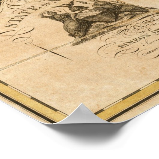 ニューヨークの州の地図 ポスター (角)