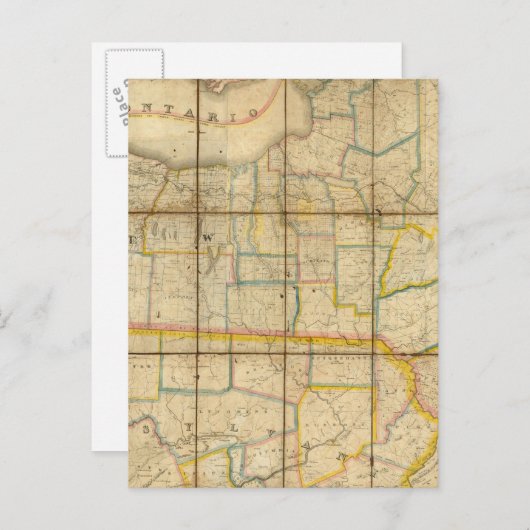 ニューヨークの州の地図 ポストカード (正面/裏面)