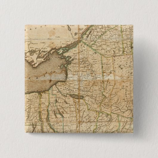 ニューヨークの州の地図 缶バッジ (正面)