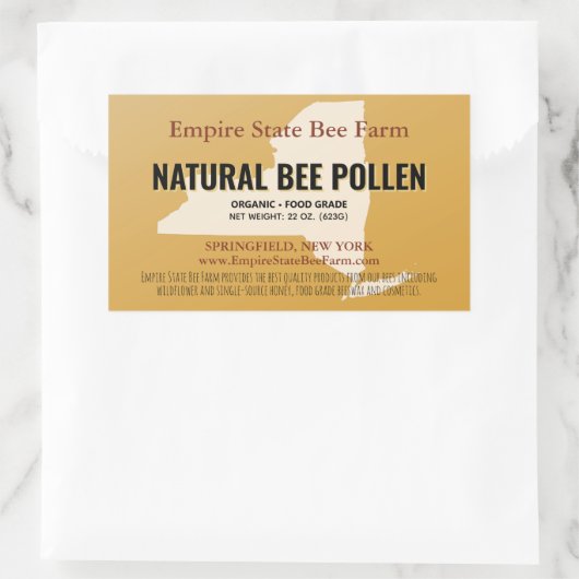 ニューヨークの州ビーキーパー食品ラベル 長方形シール (バッグ)