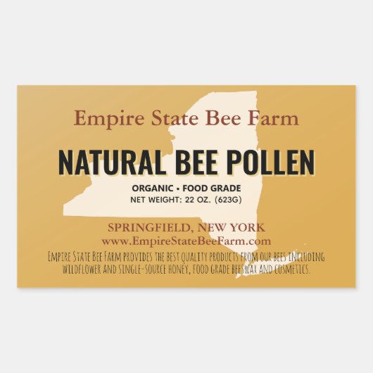 ニューヨークの州ビーキーパー食品ラベル 長方形シール (正面)