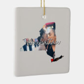 ニューヨークの州写真の挿入と町の名前 セラミックオーナメント (右)