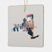 ニューヨークの州写真の挿入と町の名前 セラミックオーナメント (左)