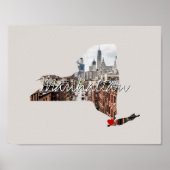 ニューヨークの州写真の挿入と町の名前 ポスター (正面)