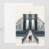 ニューヨークの愛の雰囲気 - 現代的なブルックリン橋のバレンタイン シーズンカード (正面/裏面)