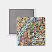 ニューヨークの手書き地図 マグネット (正面/裏面)