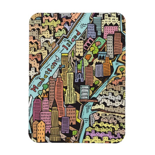 ニューヨークの手書き地図 マグネット (縦)