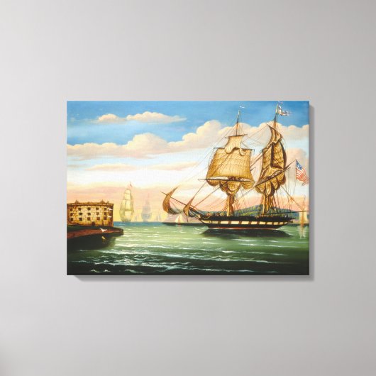 ニューヨークの日没の湾 キャンバスプリント (正面)