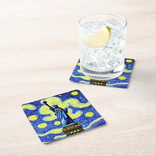 ニューヨークの星空の夜景の像 スクエアペーパーコースター (インサイチュ)