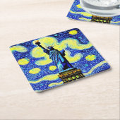 ニューヨークの星空の夜景の像 スクエアペーパーコースター (アングル)