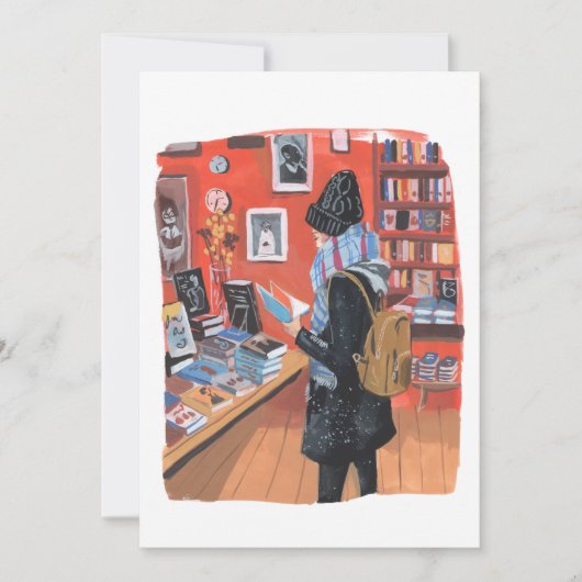 ニューヨークの書店での冬の読書 招待状 (正面)