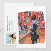 ニューヨークの書店での冬の読書 招待状 (正面/裏面)