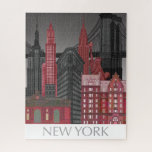 ニューヨークの標高バイナイト – 赤 ジグソーパズル<br><div class="desc">Fab著「New York Elevations by Night Red」 ファンキー.New York City人気があるは夜間に赤と灰色の配色でランドマークを付けている。</div>