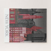 ニューヨークの標高バイナイト – 赤 ジグソーパズル (横)