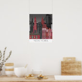 ニューヨークの標高バイナイト – 赤 ポスター (キッチン)